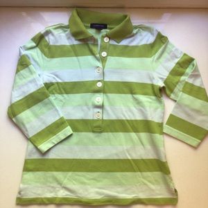 3/4 sleeve polo in green tones